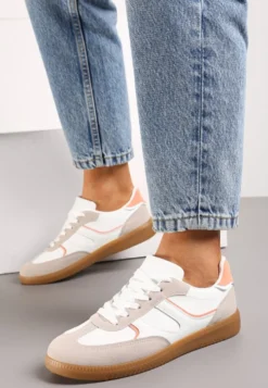 Ciemnobeżowe Sneakersy Tenisówki Ozdobione Wstawkami Ysalesa