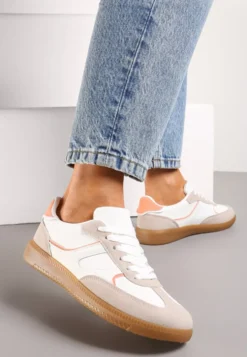 Ciemnobeżowe Sneakersy Tenisówki Ozdobione Wstawkami Ysalesa