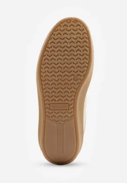 Ciemnobeżowe Sneakersy VICES w Stylu Basic ze Wstawkami z Imitacji Nubuku Akila