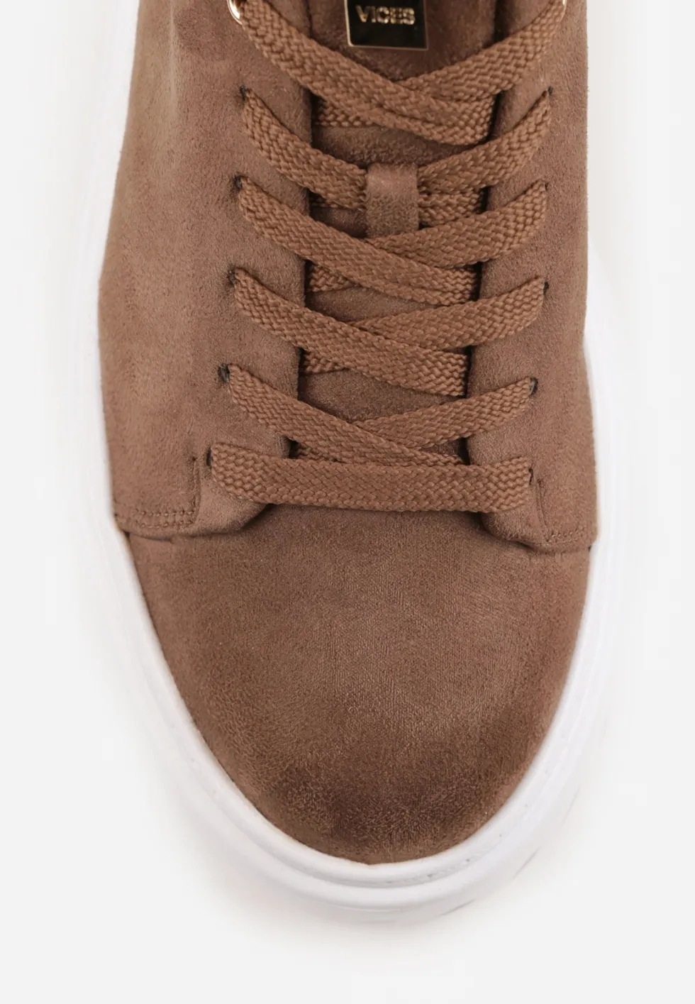Ciemnobeżowe Sneakersy VICES na Platformie Typu Chunky Tassi