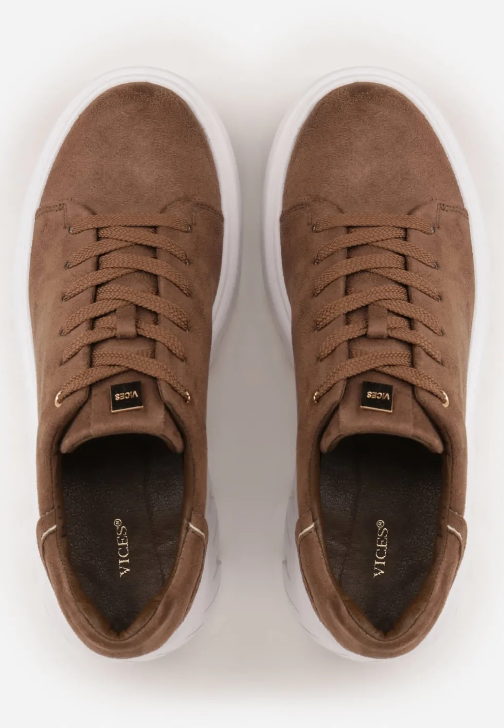 Ciemnobeżowe Sneakersy VICES na Platformie Typu Chunky Tassi