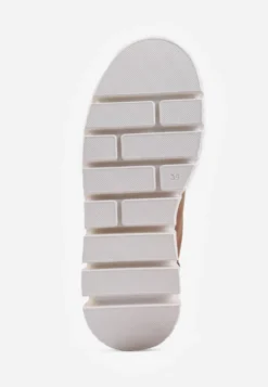 Ciemnobeżowe Sneakersy VICES na Platformie Typu Chunky Tassi
