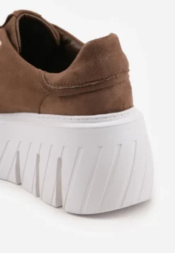 Ciemnobeżowe Sneakersy VICES na Platformie Typu Chunky Tassi