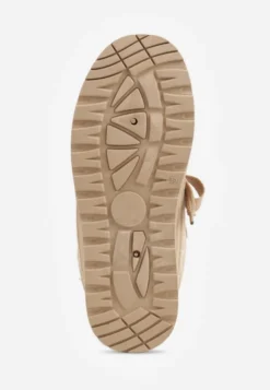 Ciemnobeżowe Sneakersy Vices na Platformie Obszyte Futerkiem Naleris