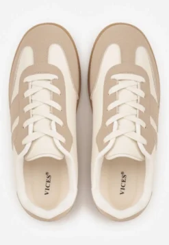 Ciemnobeżowe Sneakersy w Stylu Tenisówek z Paskami Danareth