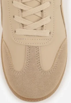 Ciemnobeżowe Sneakersy z Ozdobnymi Przeszyciami przed Kostkę Redala