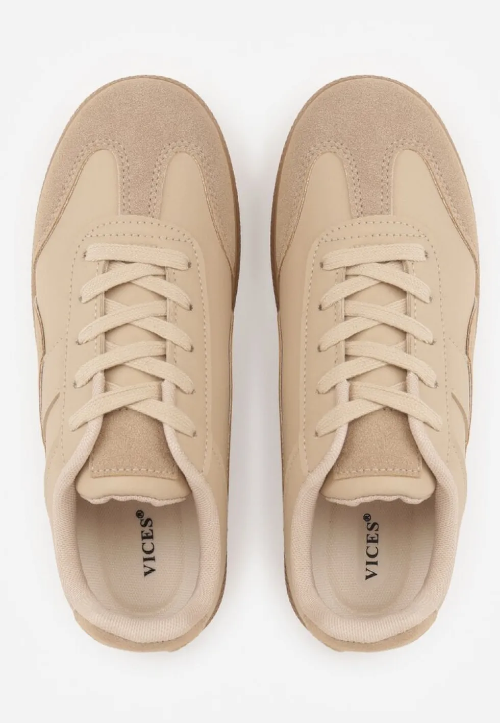 Ciemnobeżowe Sneakersy z Ozdobnymi Przeszyciami przed Kostkę Redala
