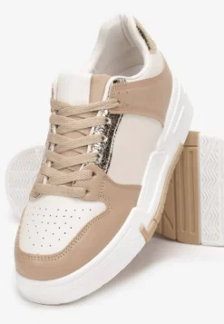 Ciemnobeżowe Sneakersy z Ozdobnymi Wstawkami Jeffeed
