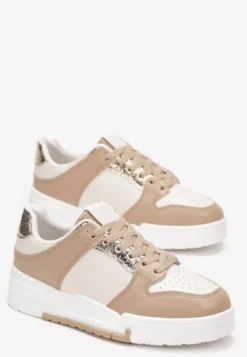 Ciemnobeżowe Sneakersy z Ozdobnymi Wstawkami Jeffeed