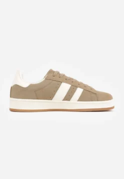 Ciemnobeżowe Sneakersy z Paskami po Bokach Zefirau