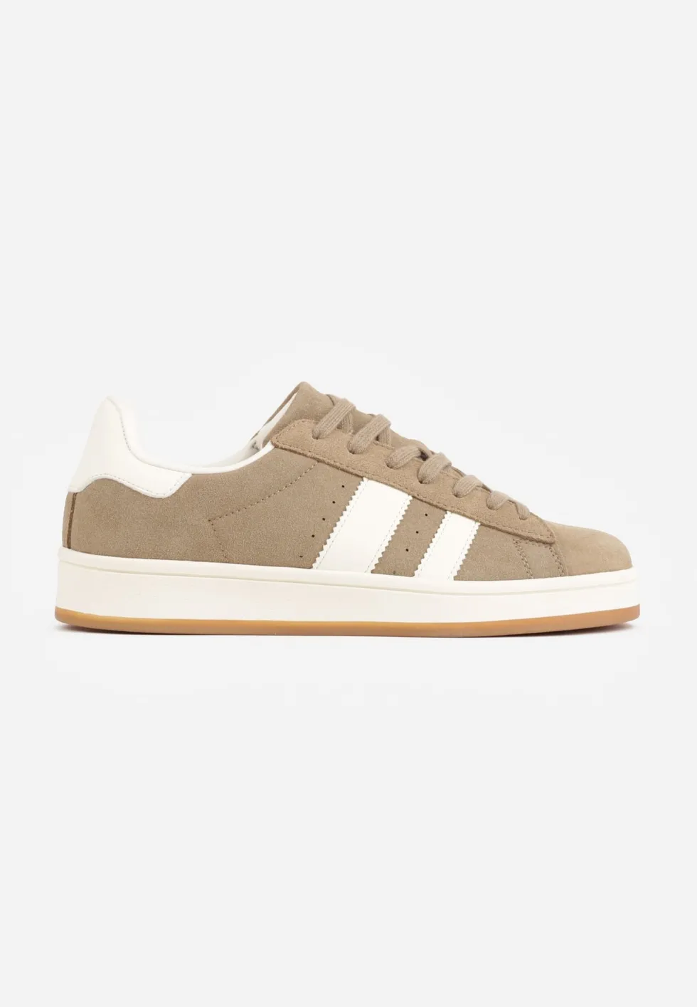 Ciemnobeżowe Sneakersy z Paskami po Bokach Zefirau