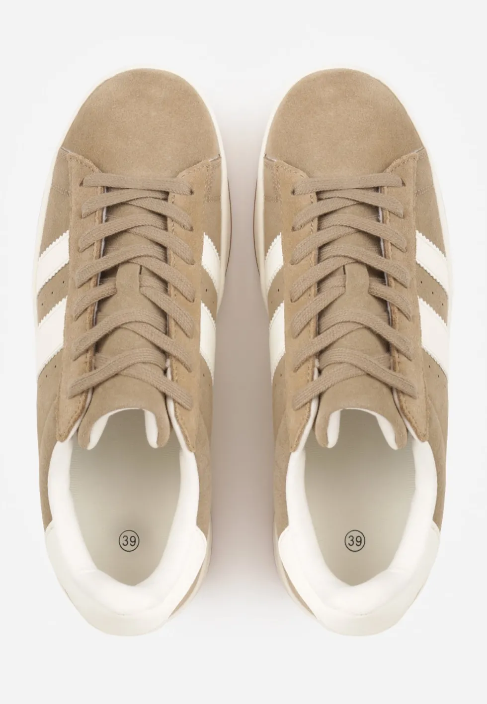 Ciemnobeżowe Sneakersy z Paskami po Bokach Zefirau
