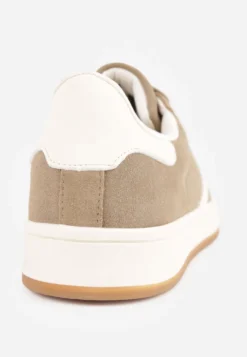 Ciemnobeżowe Sneakersy z Paskami po Bokach Zefirau