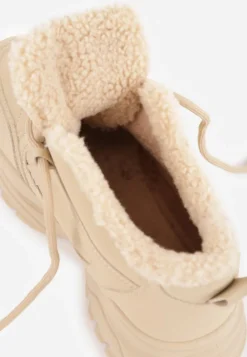 Ciemnobeżowe Streetwearowe Sneakersy Vices Chunky w Stylu Traperów na Platformie Leate