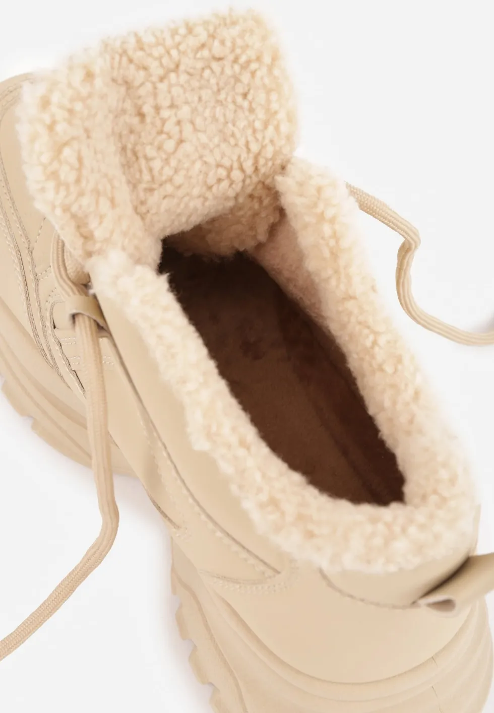 Ciemnobeżowe Streetwearowe Sneakersy Vices Chunky w Stylu Traperów na Platformie Leate