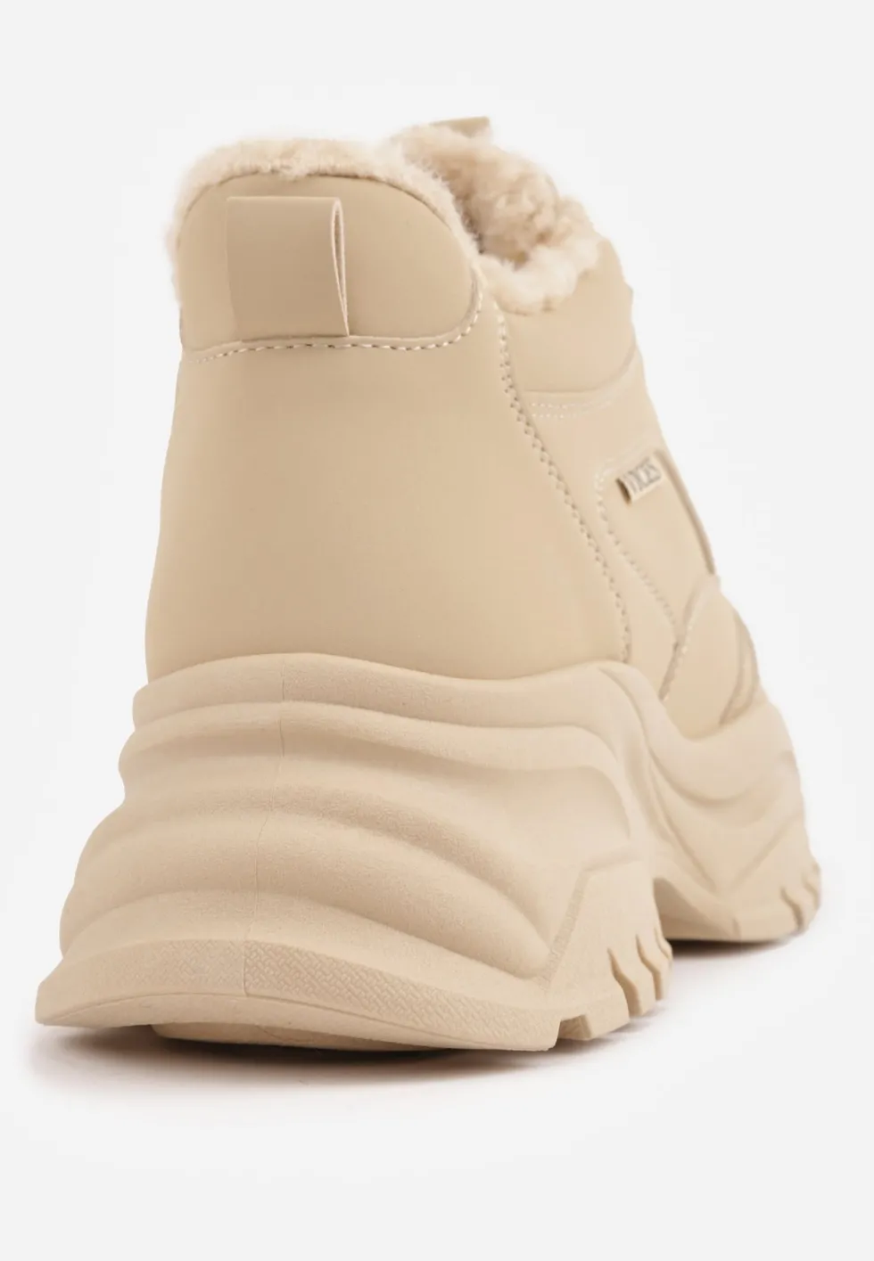 Ciemnobeżowe Streetwearowe Sneakersy Vices Chunky w Stylu Traperów na Platformie Leate