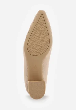 Ciemnobeżowe Strukturalne Czółenka VICES na Słupkowym Obcasie z Wkładką Soft-Pillow Abathise
