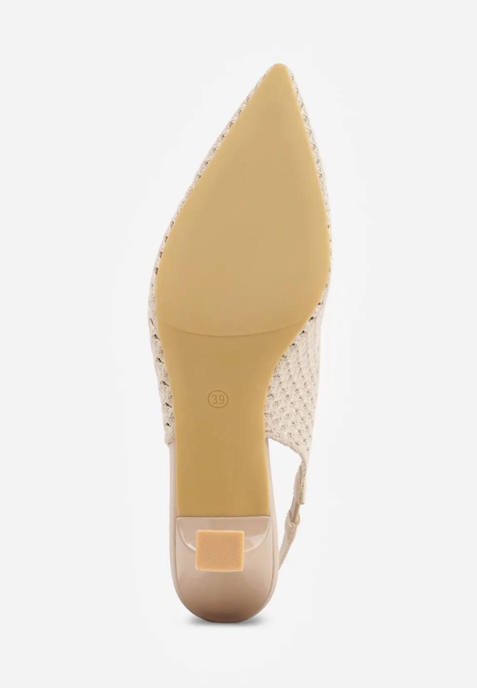 Ciemnobeżowe Szpilki Slingback z Ażurowymi Zdobieniami na Cholewce Tespeila