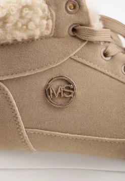 Ciemnobeżowe Zimowe Sneakersy ze Sztucznym Futerkiem Turelia