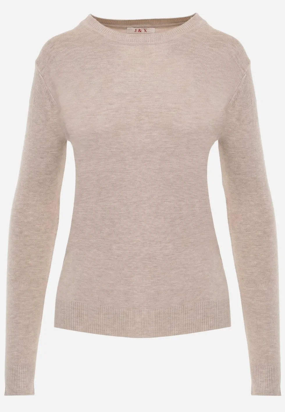 Ciemnobeżowy Sweter z Bawełną w Minimalistycznym Stylu Radeken