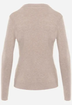 Ciemnobeżowy Sweter z Bawełną w Minimalistycznym Stylu Radeken
