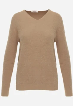Ciemnobeżowy Sweter z Wełną w Minimalistycznym Stylu Joslina