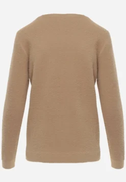 Ciemnobeżowy Sweter z Wełną w Minimalistycznym Stylu Joslina