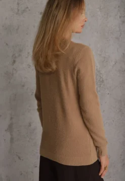 Ciemnobeżowy Sweter z Wełną w Minimalistycznym Stylu Joslina