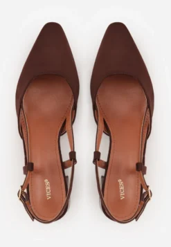 Ciemnobrązowe Czółenka VICES w Stylu Slingback na Słupku Synossia