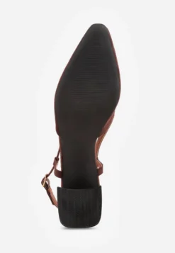 Ciemnobrązowe Czółenka VICES w Stylu Slingback na Słupku Synossia
