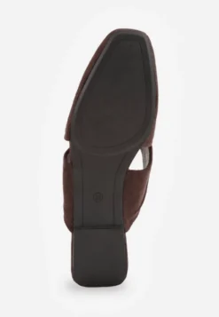 Ciemnobrązowe Klapki Vices Typu Mule z Ozdobnym Supłem Elitina