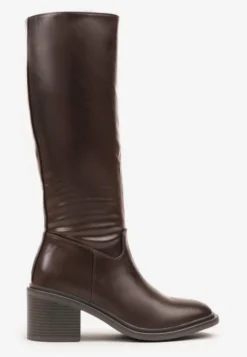 Ciemnobrązowe Kozaki Oficerki Vices na Słupku Giorima