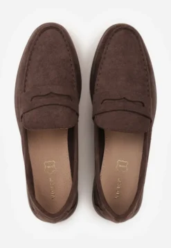 Ciemnobrązowe Mokasyny Casual VICES z Imitacji Zamszu z Wkładką ze Skóry Naturalnej Sheiris