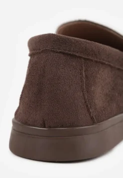 Ciemnobrązowe Mokasyny Casual VICES z Imitacji Zamszu z Wkładką ze Skóry Naturalnej Sheiris