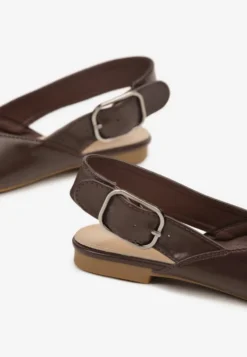 Ciemnobrązowe Sandały Vices Slingback z Paskiem ze Sprzączką Nirarine