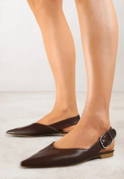 Ciemnobrązowe Sandały Vices Slingback z Paskiem ze Sprzączką Nirarine