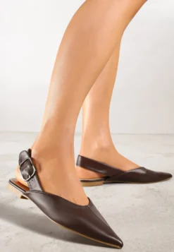 Ciemnobrązowe Sandały Vices Slingback z Paskiem ze Sprzączką Nirarine