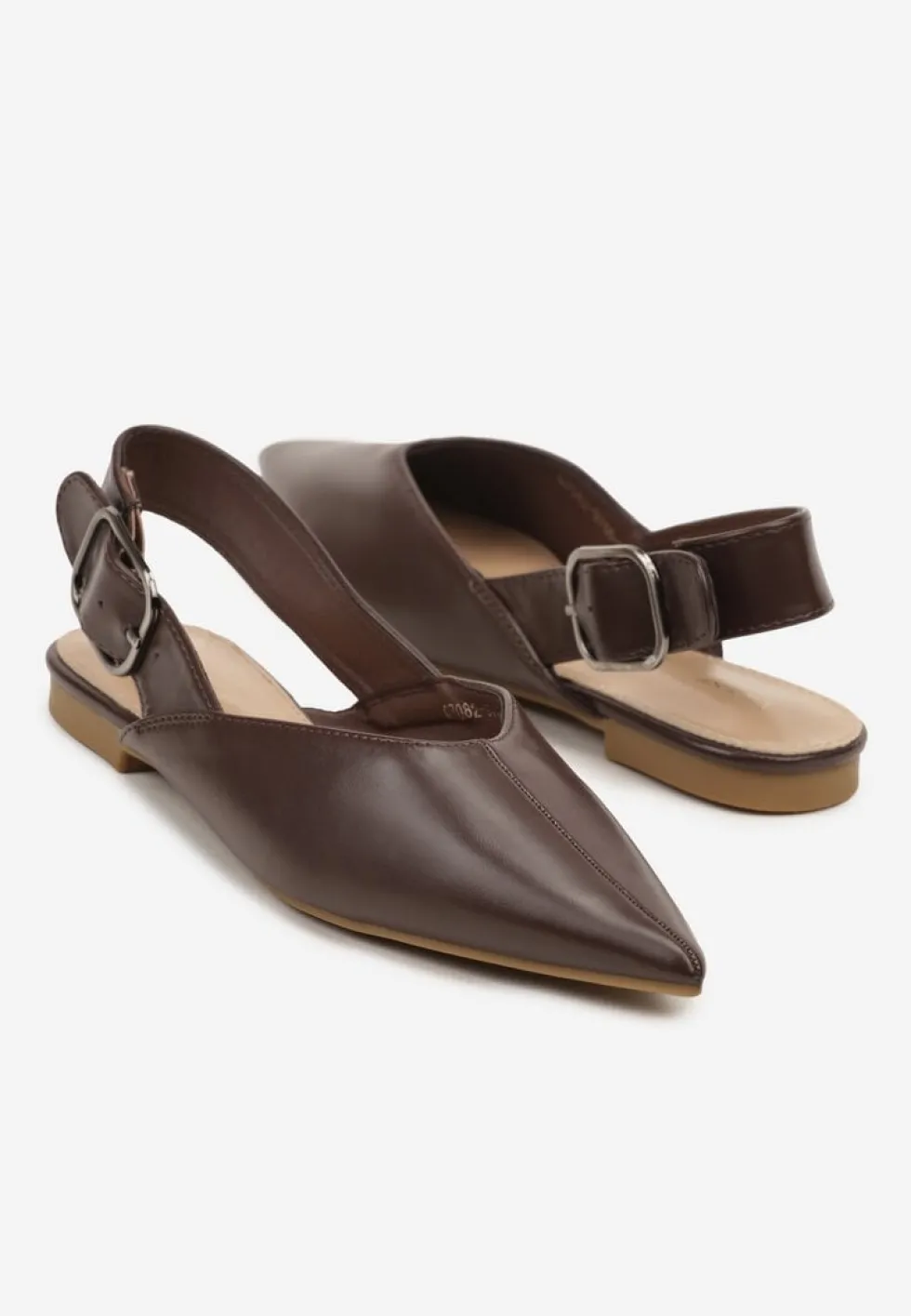 Ciemnobrązowe Sandały Vices Slingback z Paskiem ze Sprzączką Nirarine