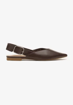 Ciemnobrązowe Sandały Vices Slingback z Paskiem ze Sprzączką Nirarine