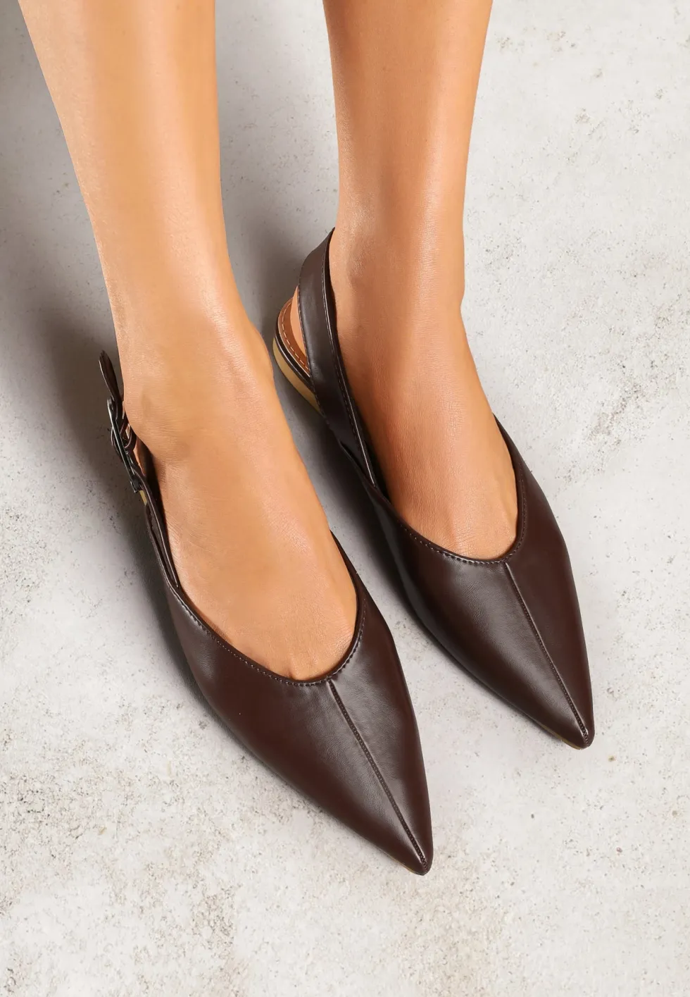 Ciemnobrązowe Sandały Vices Slingback z Paskiem ze Sprzączką Nirarine