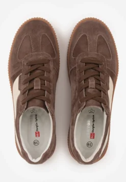 Ciemnobrązowe Sneakersy Kultowe Tenisówki z Zamszu Naturalnego ze Skórzaną Wkładką Rionae