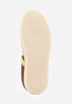 Ciemnobrązowe Sneakersy na Platformie w Stylu Tenisówek Ozdobione Paskami Ladia