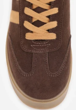 Ciemnobrązowe Sneakersy VICES Typu Tenisówki na Platformie z Paskami po Bokach Zidilla