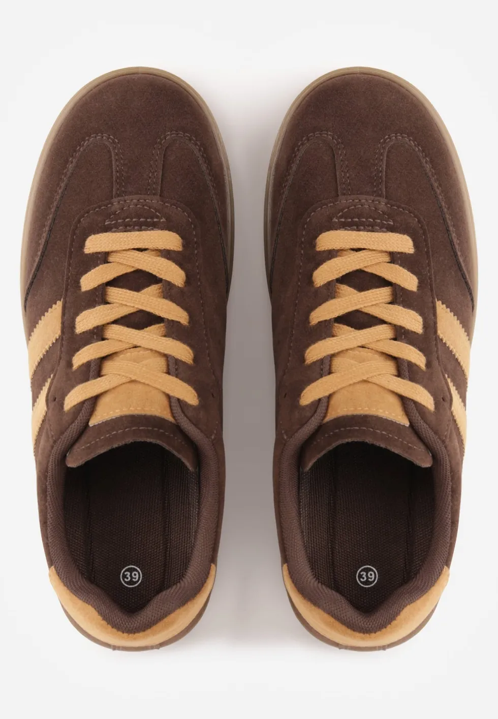 Ciemnobrązowe Sneakersy VICES Typu Tenisówki na Platformie z Paskami po Bokach Zidilla
