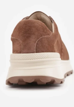 Ciemnobrązowe Sneakersy z Zamszu Naturalnego na Platformie z Bieżnikiem Eplia