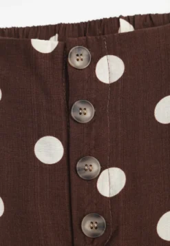 Ciemnobrązowe Spodnie Casual Culottes w Groszki z Dużą Zawartością Wiskozy Thelialla