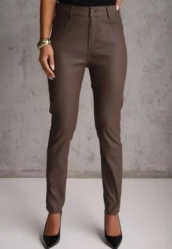 Ciemnobrązowe Spodnie Skinny Push Up Zilli