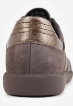 Ciemnobrązowe Zamszowe Sneakersy w Stylu Klasycznych Tenisówek ze Skórzaną Wkładką Volma