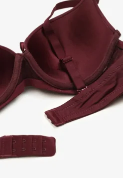 Ciemnofioletowy Biustonosz Miseczka B Push-Up na Regulowanych Ramiączkach Ozdobiony Aplikacją Alerisia