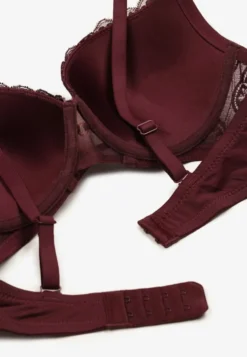 Ciemnofioletowy Elegancki Biustonosz Miseczka C z Koronką i Zapięciem na Haftki Mairiel